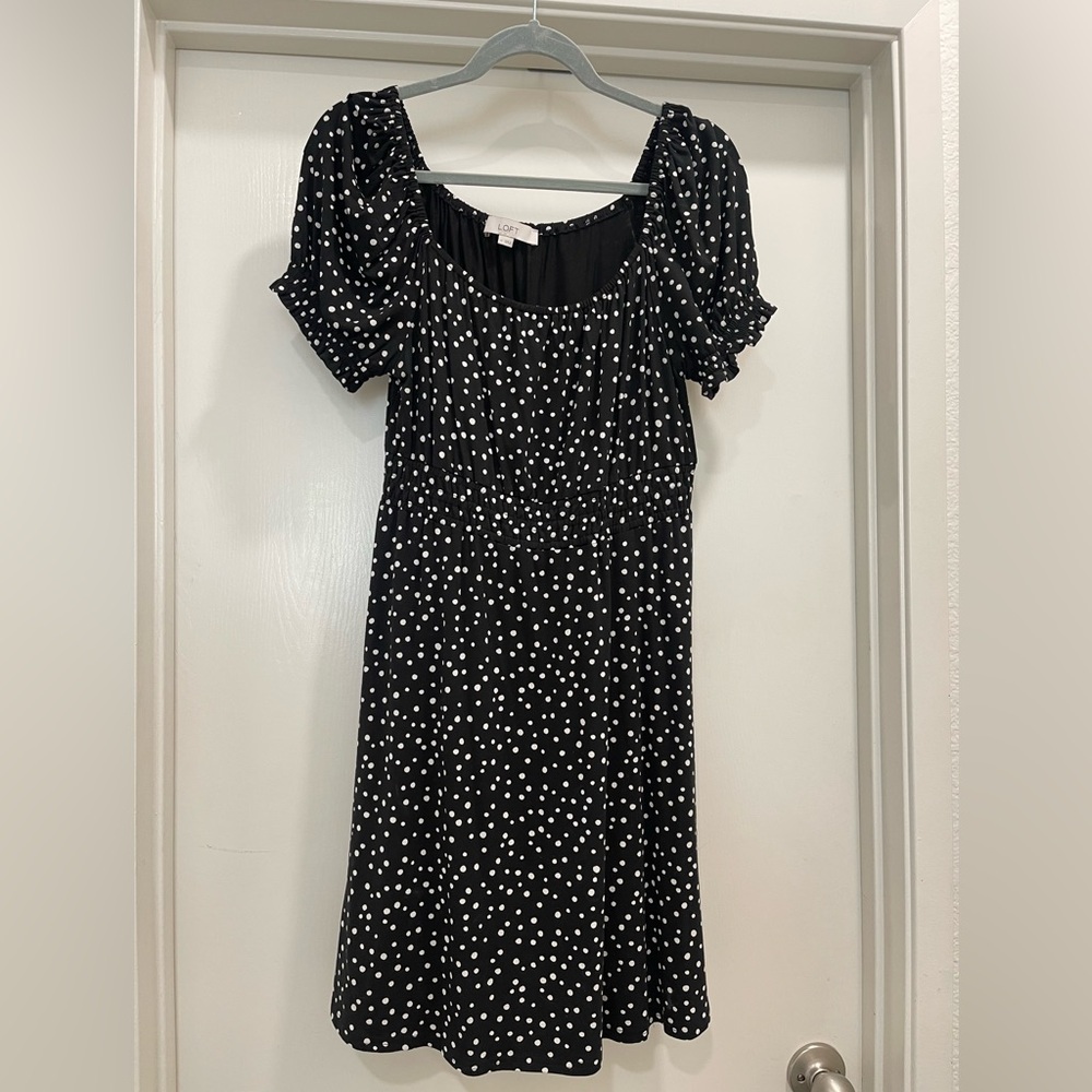 LOFT cinch waist puff sleeve dress